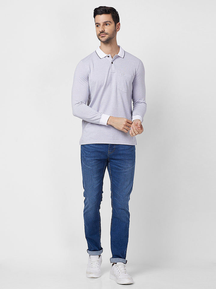 Men's Full-Sleeved Jacquard Polo Shirt