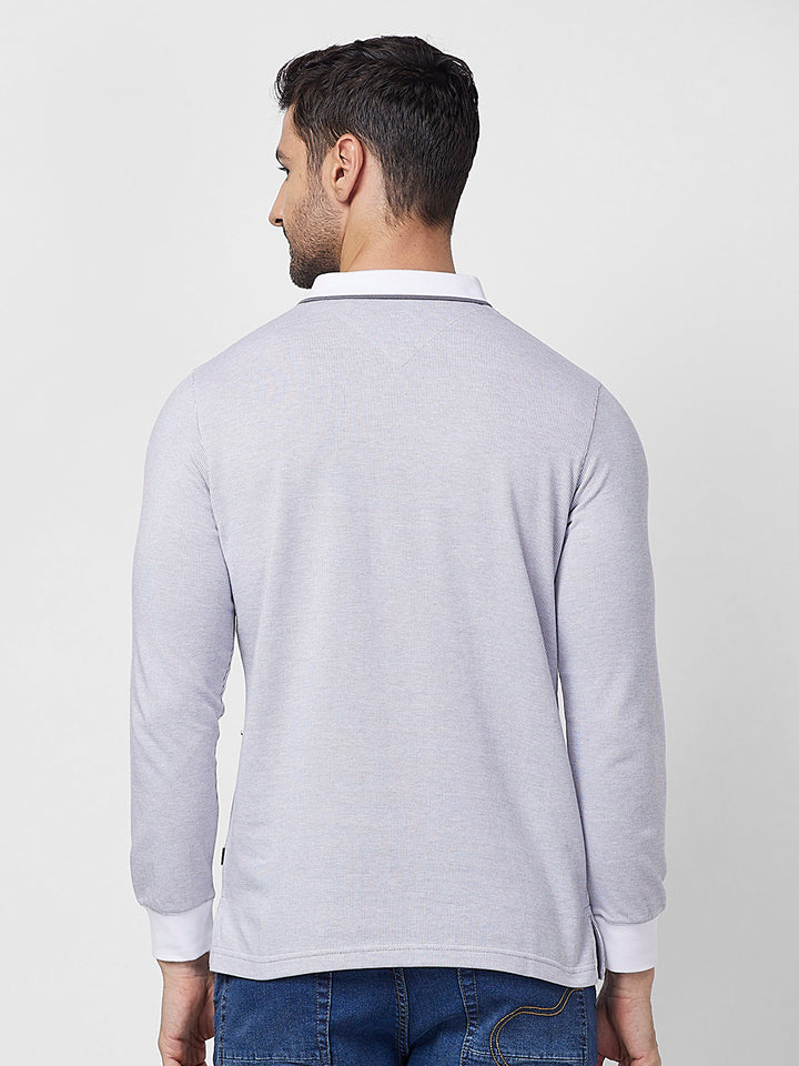 Men's Full-Sleeved Jacquard Polo Shirt