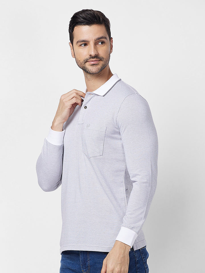 Men's Full-Sleeved Jacquard Polo Shirt