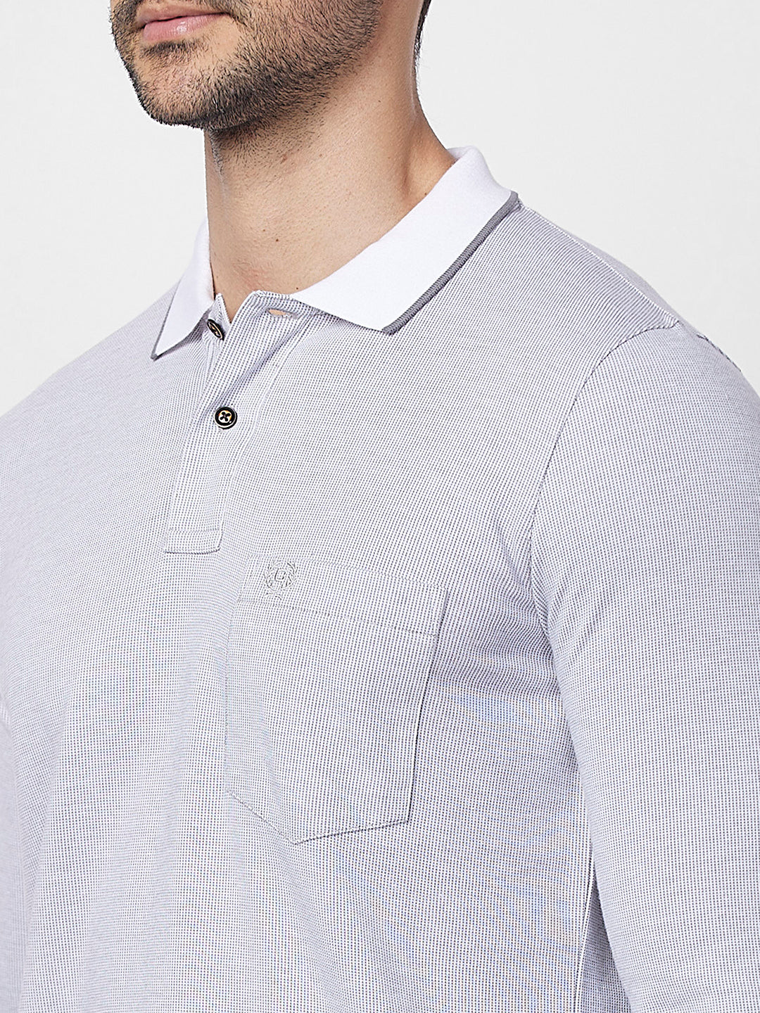 Men's Full-Sleeved Jacquard Polo Shirt