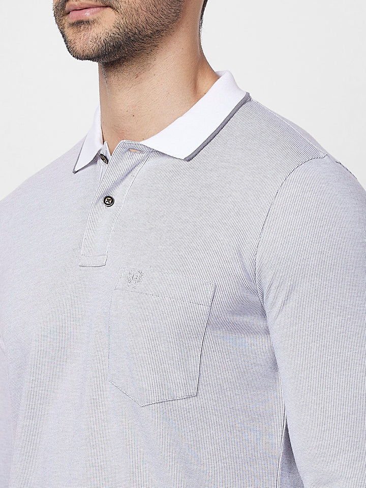 Men's Full-Sleeved Jacquard Polo Shirt