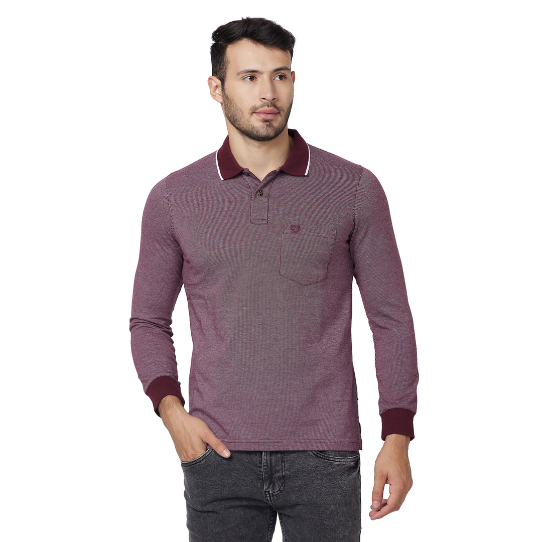 Men's Full-Sleeved Jacquard Polo Shirt