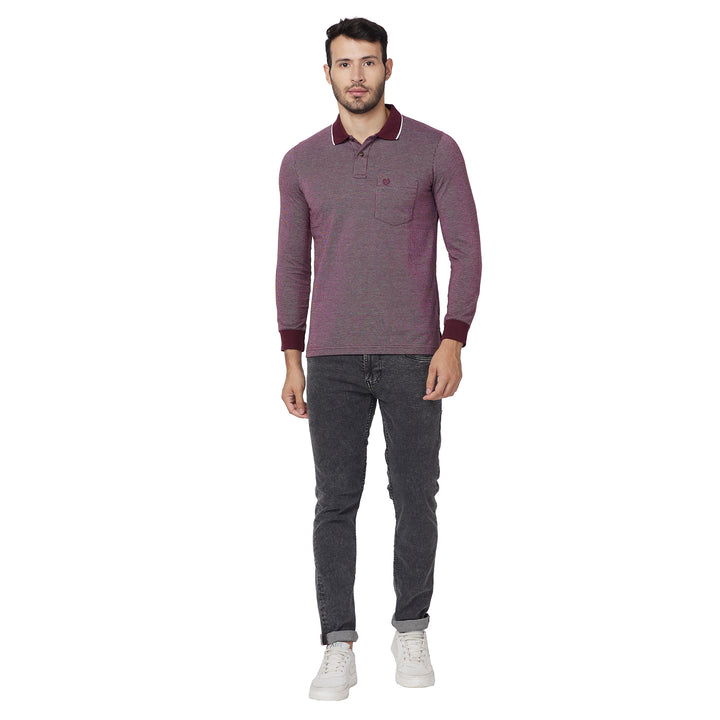Men's Full-Sleeved Jacquard Polo Shirt