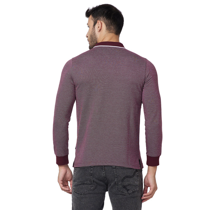 Men's Full-Sleeved Jacquard Polo Shirt