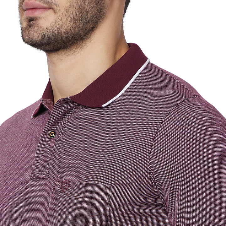 Men's Full-Sleeved Jacquard Polo Shirt