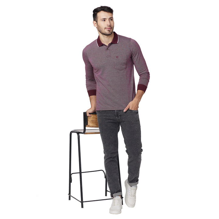 Men's Full-Sleeved Jacquard Polo Shirt