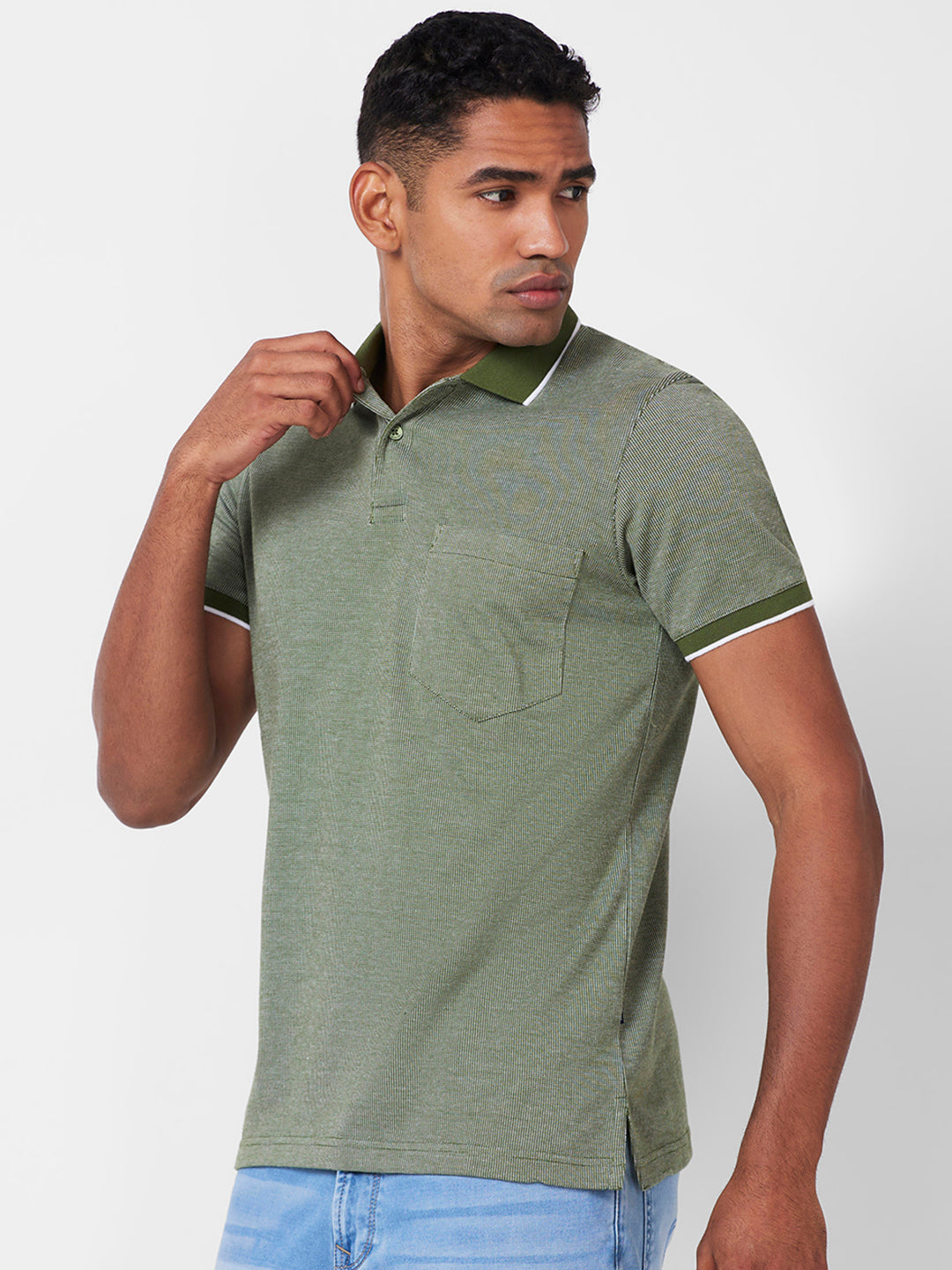 Men’s Contrast Collar Polo T-Shirt