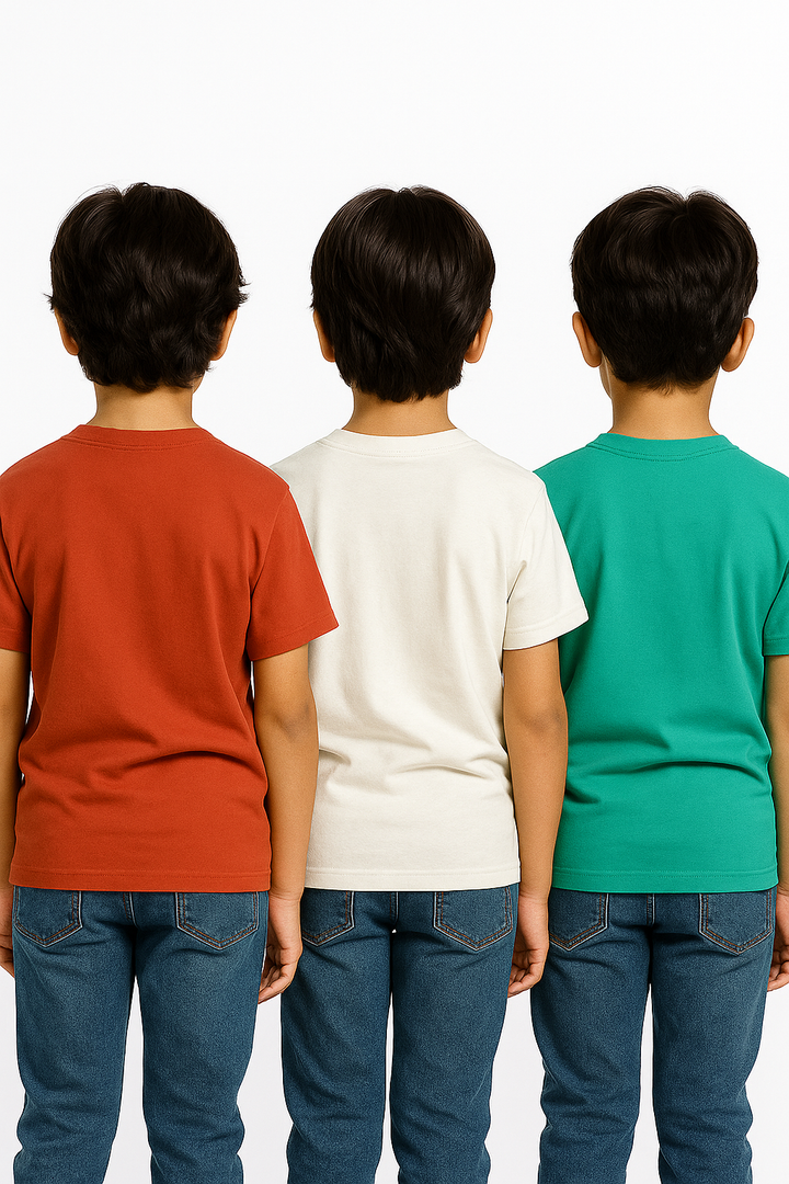 Kids’ Melange & Solid Round Neck T-Shirt – 3 Pack