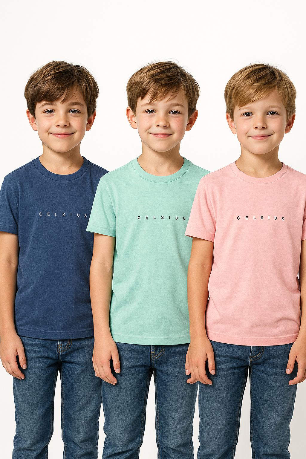 Kids’ Melange & Solid Round Neck T-Shirt – 3 Pack