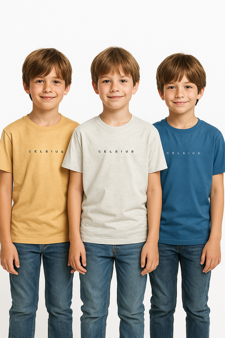 Kids’ Melange & Solid Round Neck T-Shirt – 3 Pack