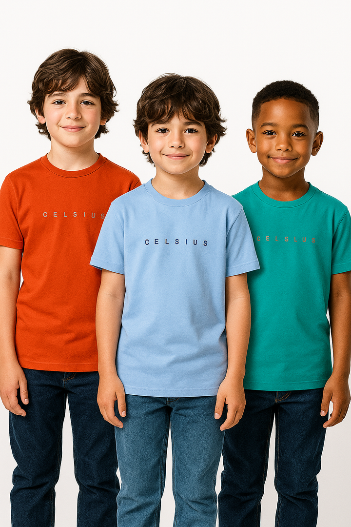 Kids’ Melange & Solid Round Neck T-Shirt – 3 Pack
