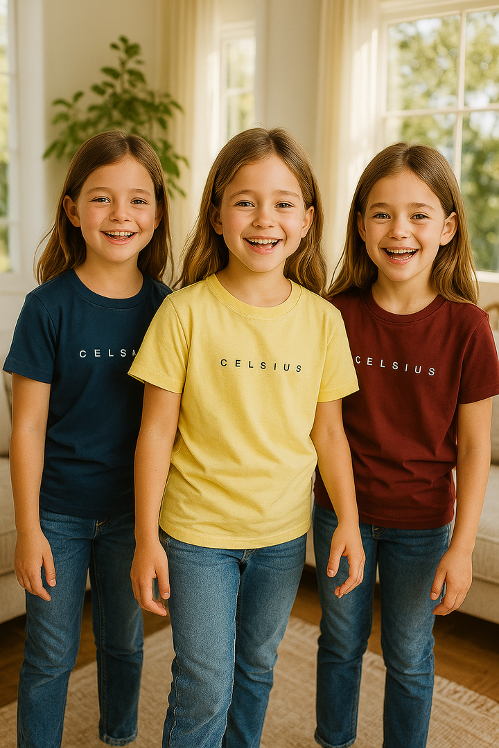 3 Pack mélange & solid Kids’ Round Neck T-Shirt  pack for girls
