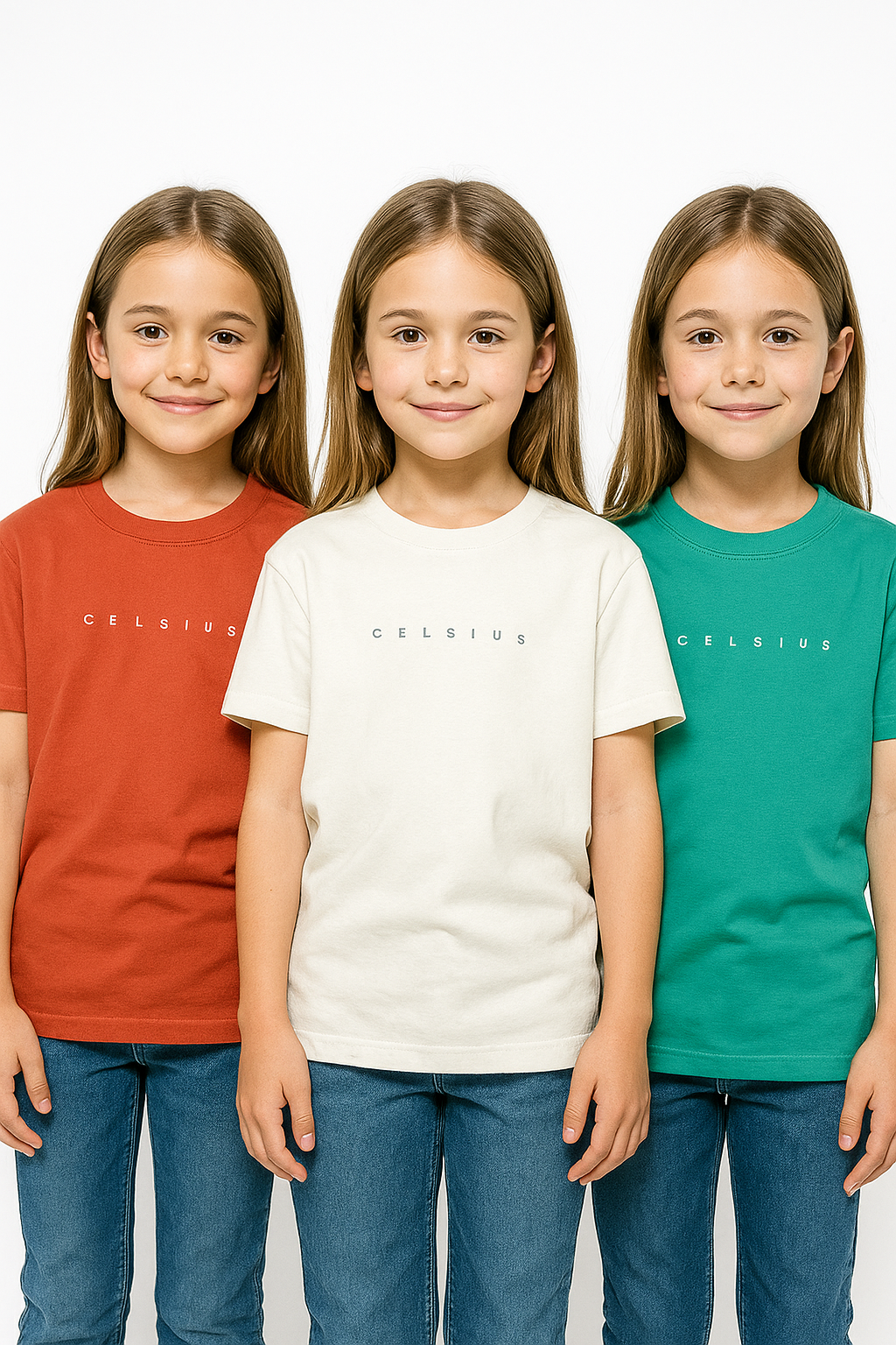 3 Pack mélange & solid Kids’ Round Neck T-Shirt  pack for girls