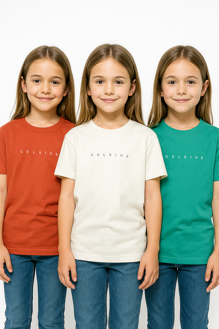 3 Pack mélange & solid Kids’ Round Neck T-Shirt  pack for girls