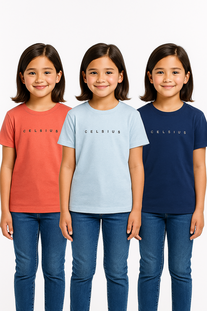 3 Pack mélange & solid Kids’ Round Neck T-Shirt  pack for girls