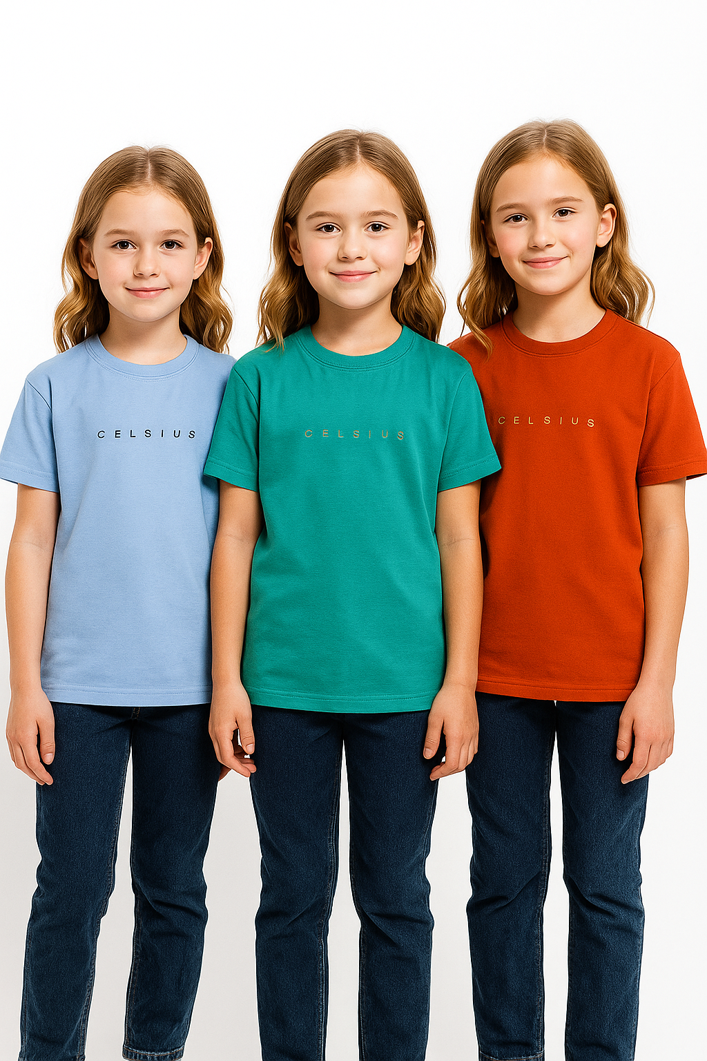 3 Pack mélange & solid Kids’ Round Neck T-Shirt  pack for girls
