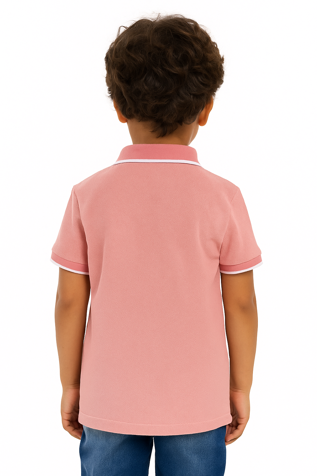 Kids Jacquard Cotton Blend Polo with tipping collar