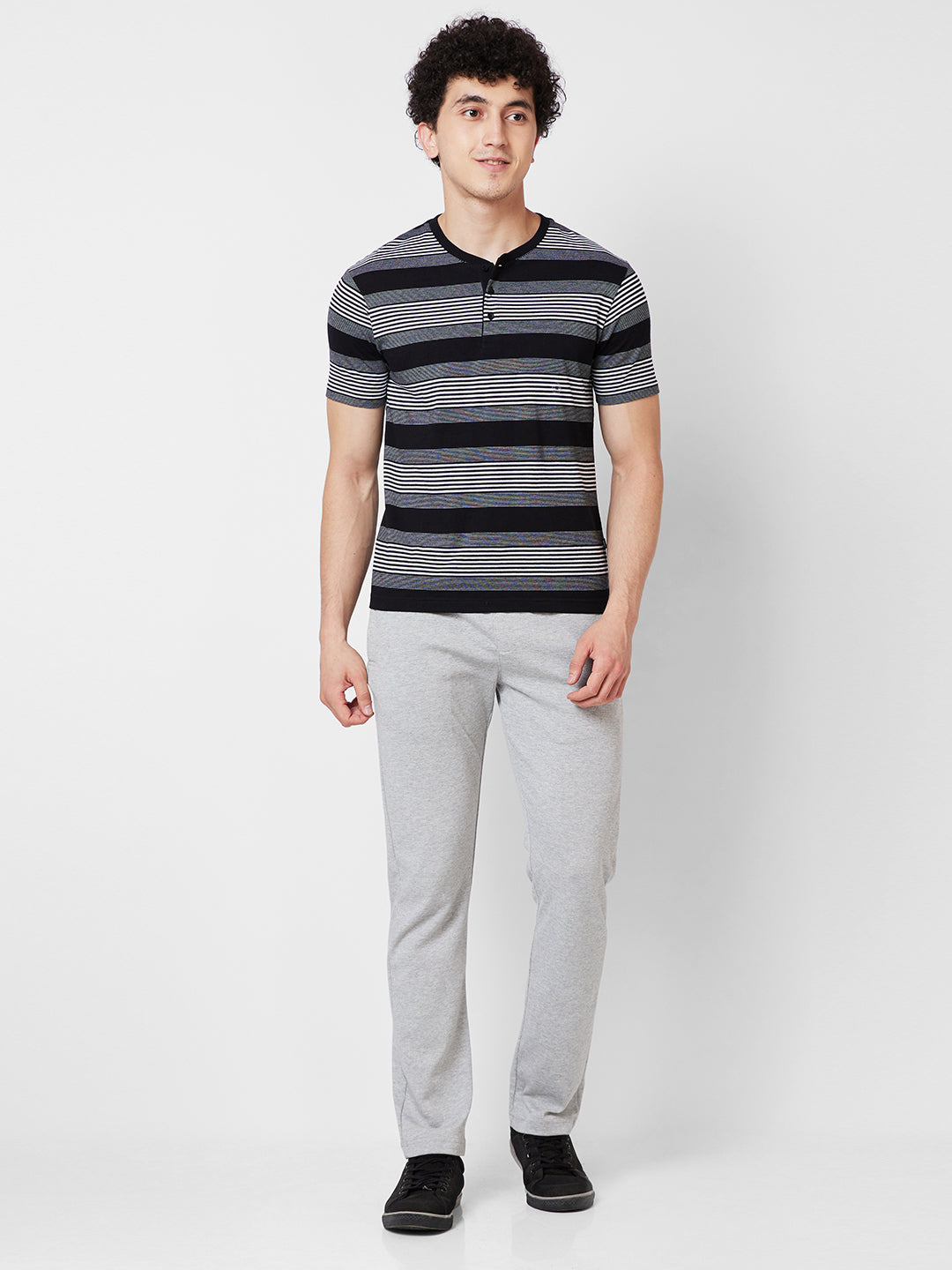 Men’s Striped Henley Neck T-Shirt