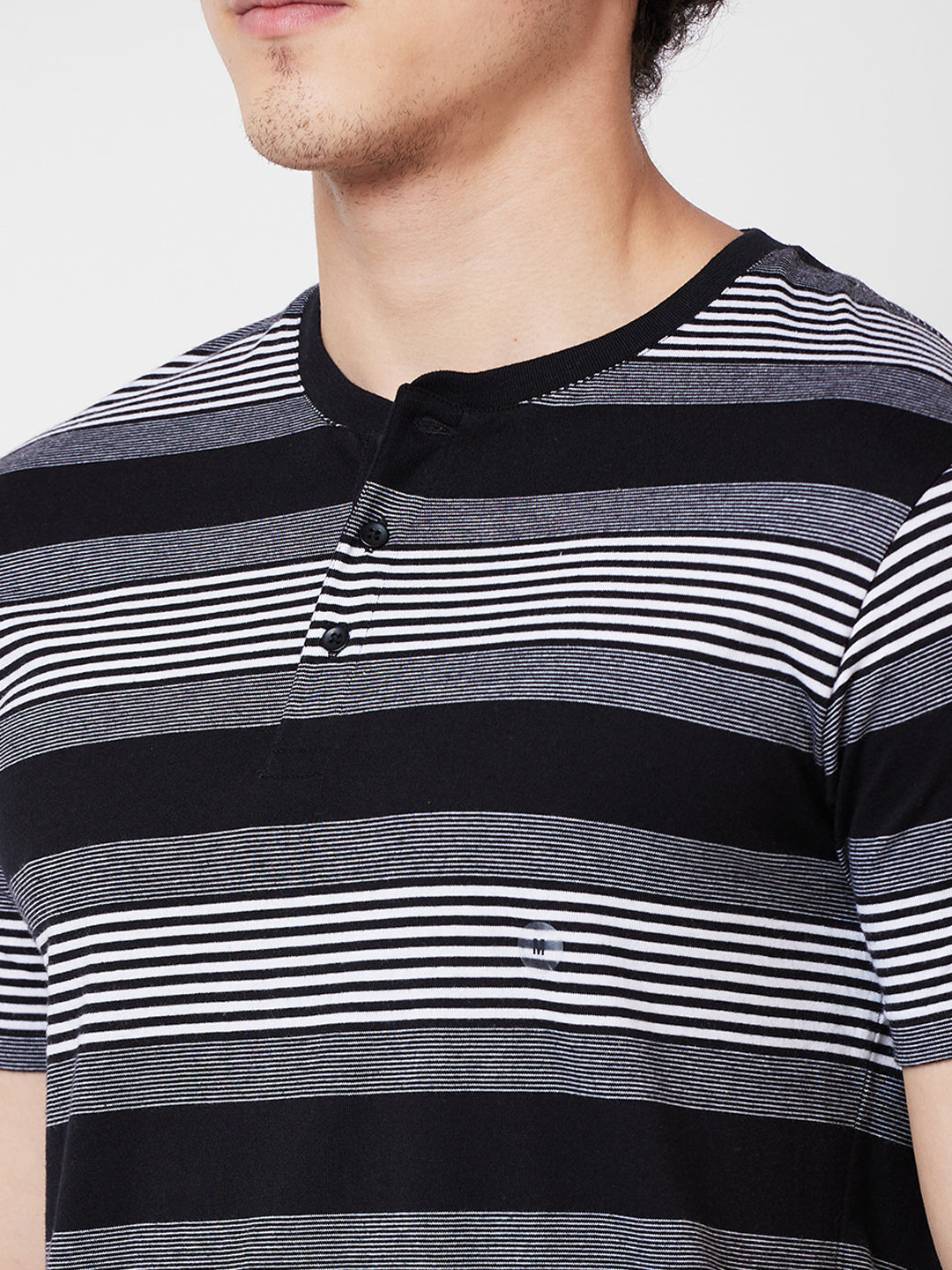 Men’s Striped Henley Neck T-Shirt