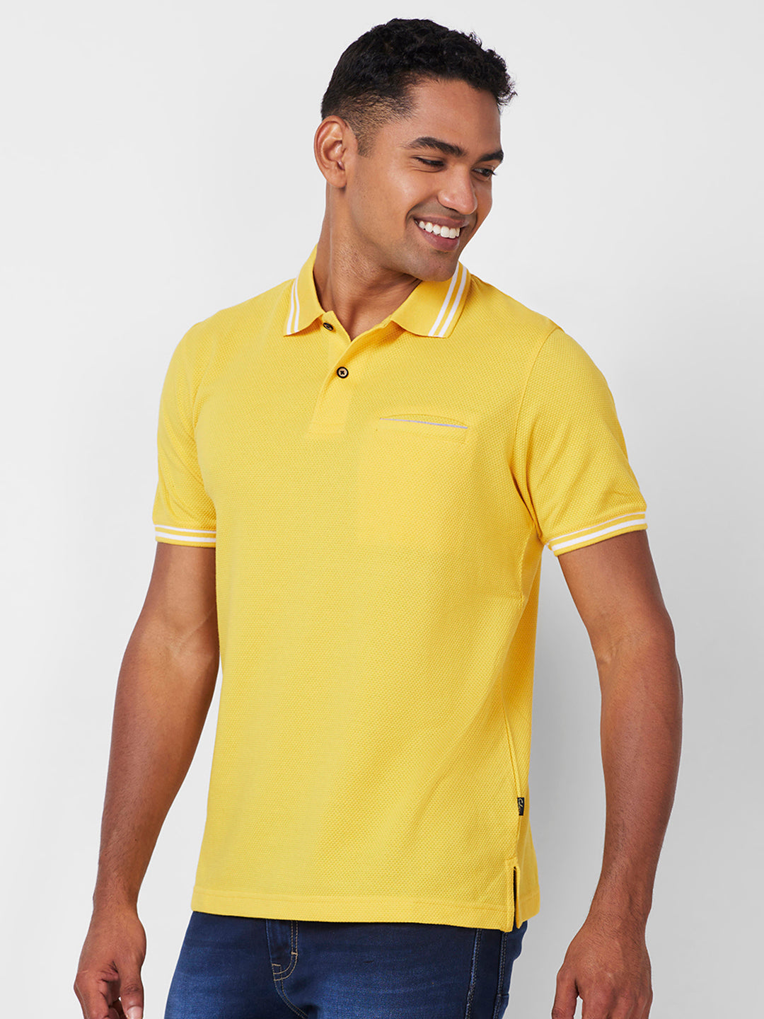 Men's Solid Polo T-Shirt with Contrast Tipping