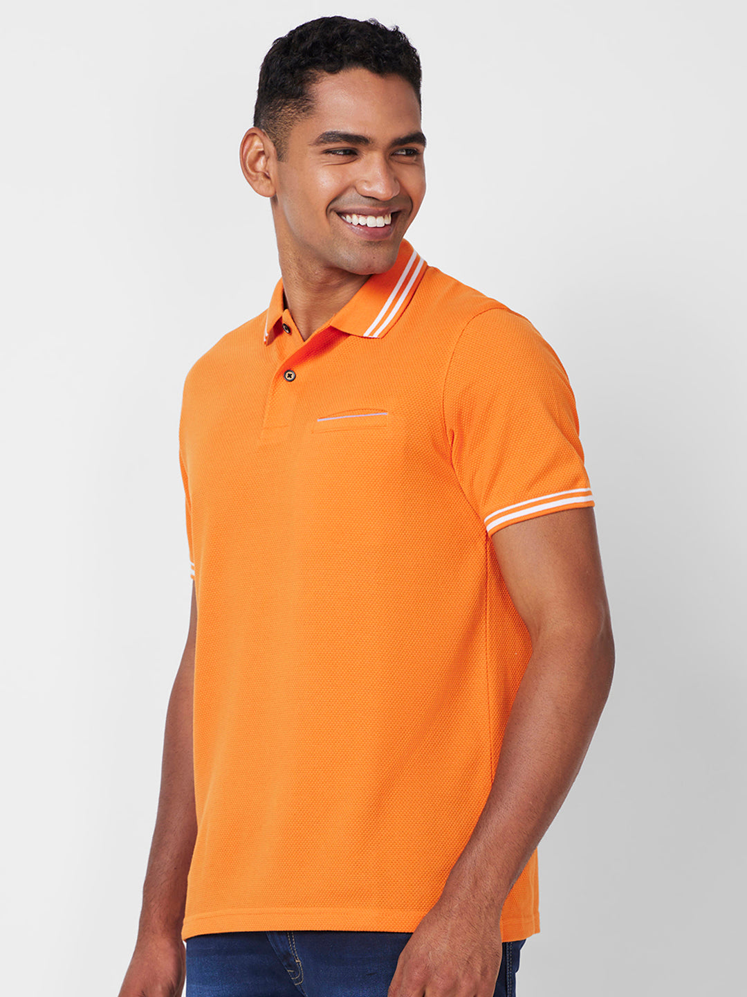 Men's Solid Polo T-Shirt with Contrast Tipping
