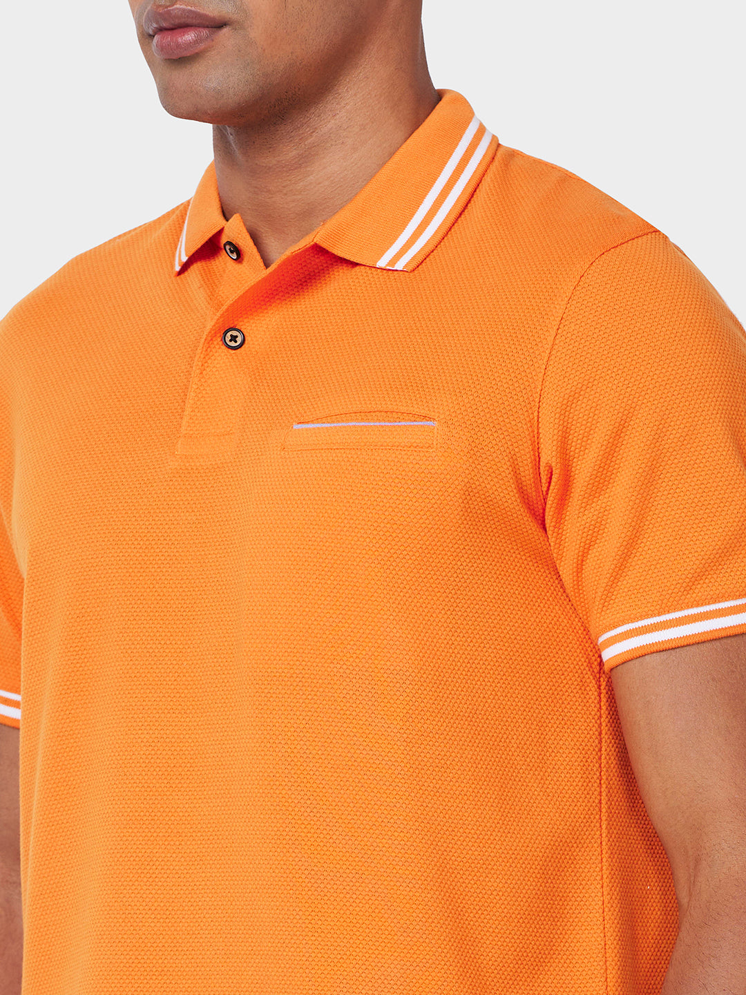 Men's Solid Polo T-Shirt with Contrast Tipping