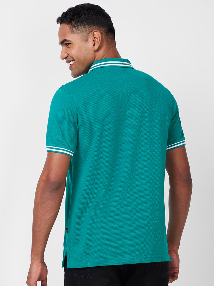 Men's Solid Polo T-Shirt with Contrast Tipping