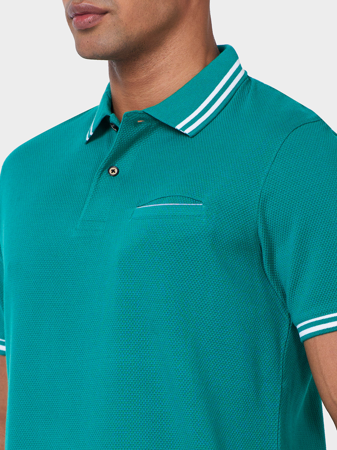Men's Solid Polo T-Shirt with Contrast Tipping