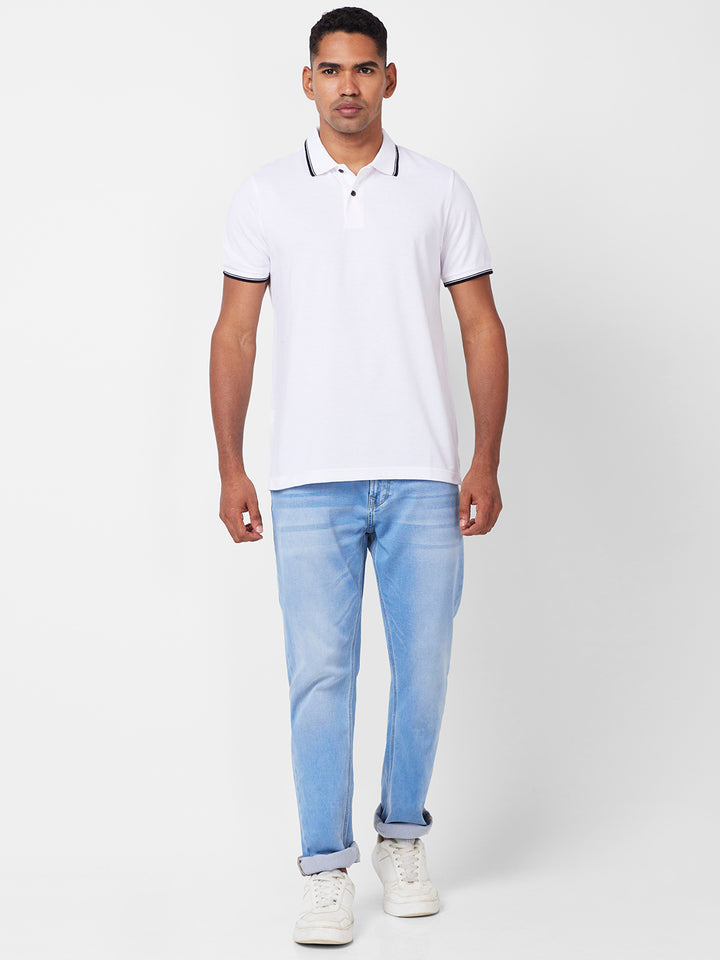 Men’s Solid  Polo with Tipping Collar
