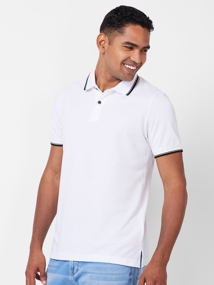 Men’s Solid  Polo with Tipping Collar