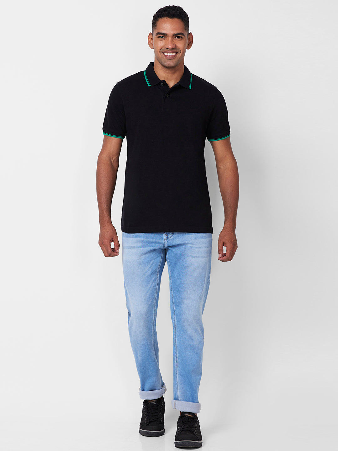 Men’s Solid  Polo with Tipping Collar