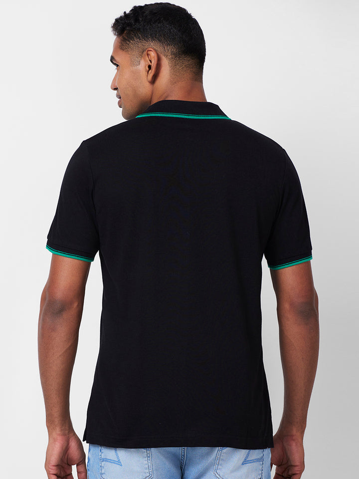 Men’s Solid  Polo with Tipping Collar