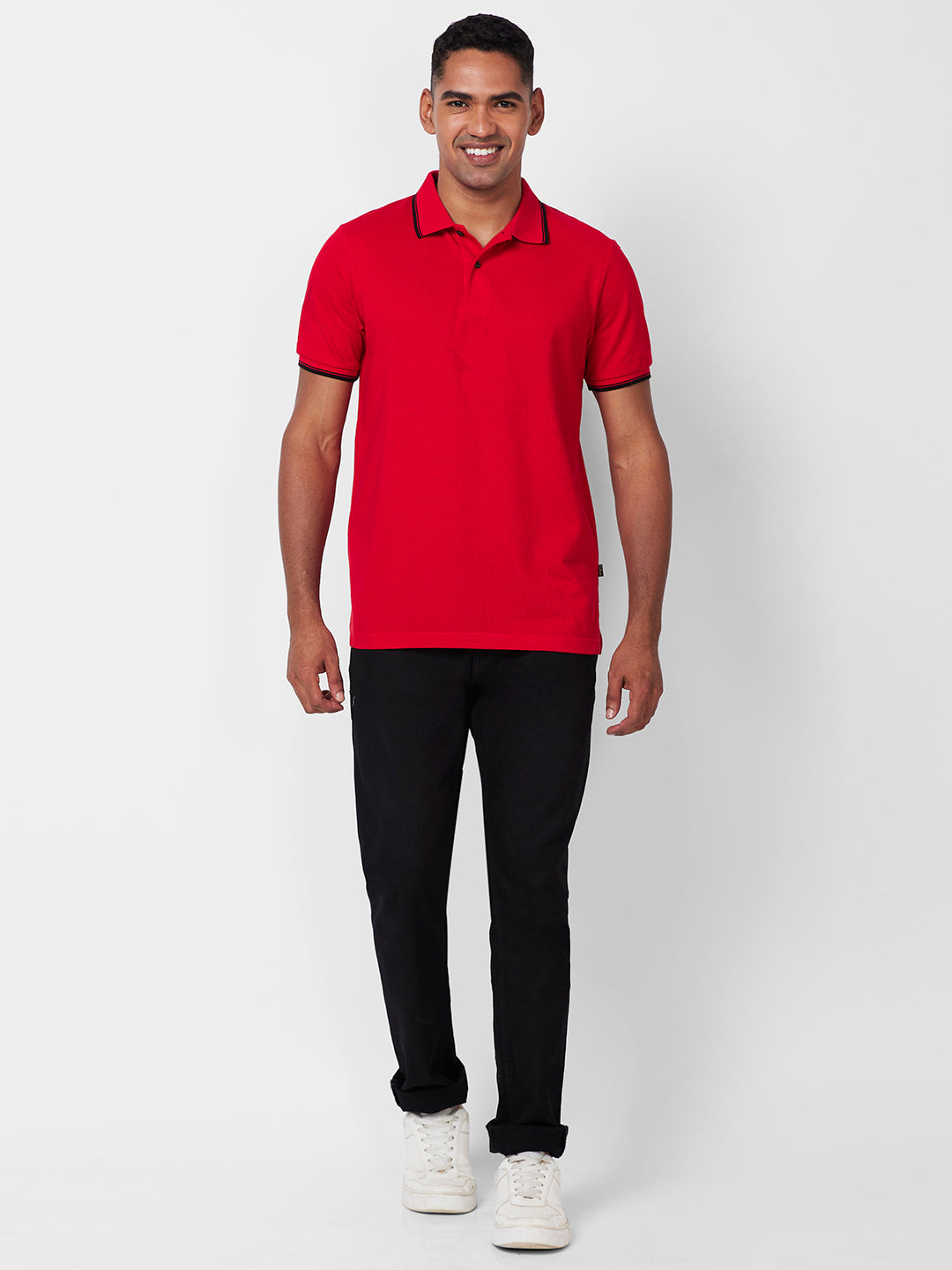 Men’s Solid  Polo with Tipping Collar