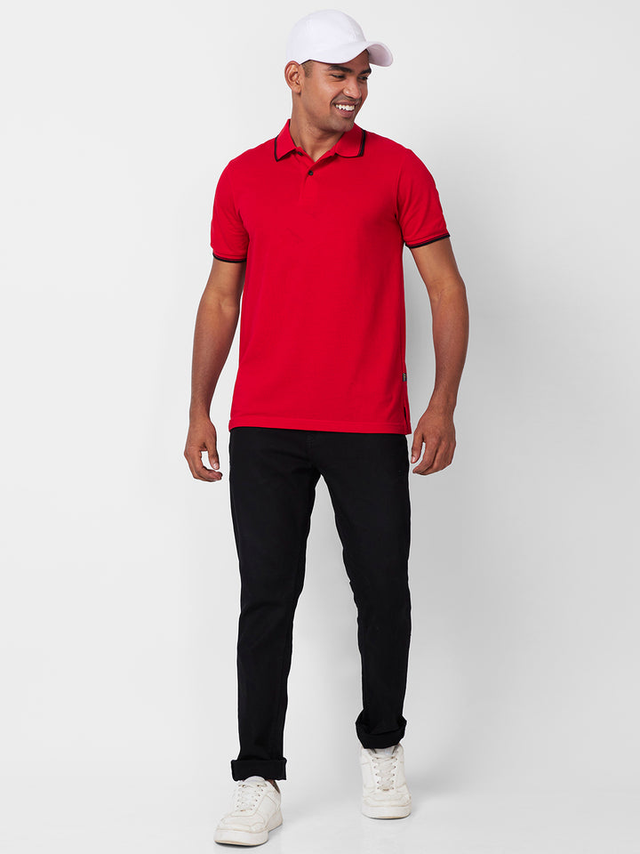 Men’s Solid  Polo with Tipping Collar