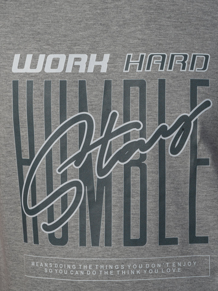 Men’s  Printed Round Neck Tee – “Work Hard Stay Humble”