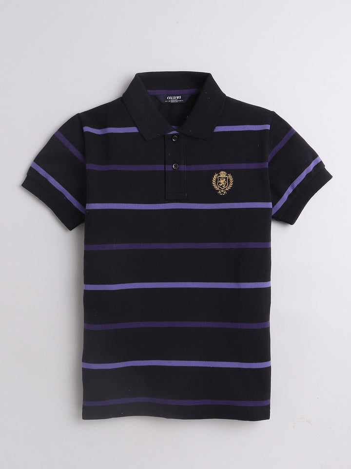 Boys Striped Polo T-Shirt – Cotton Blend Kids Wear
